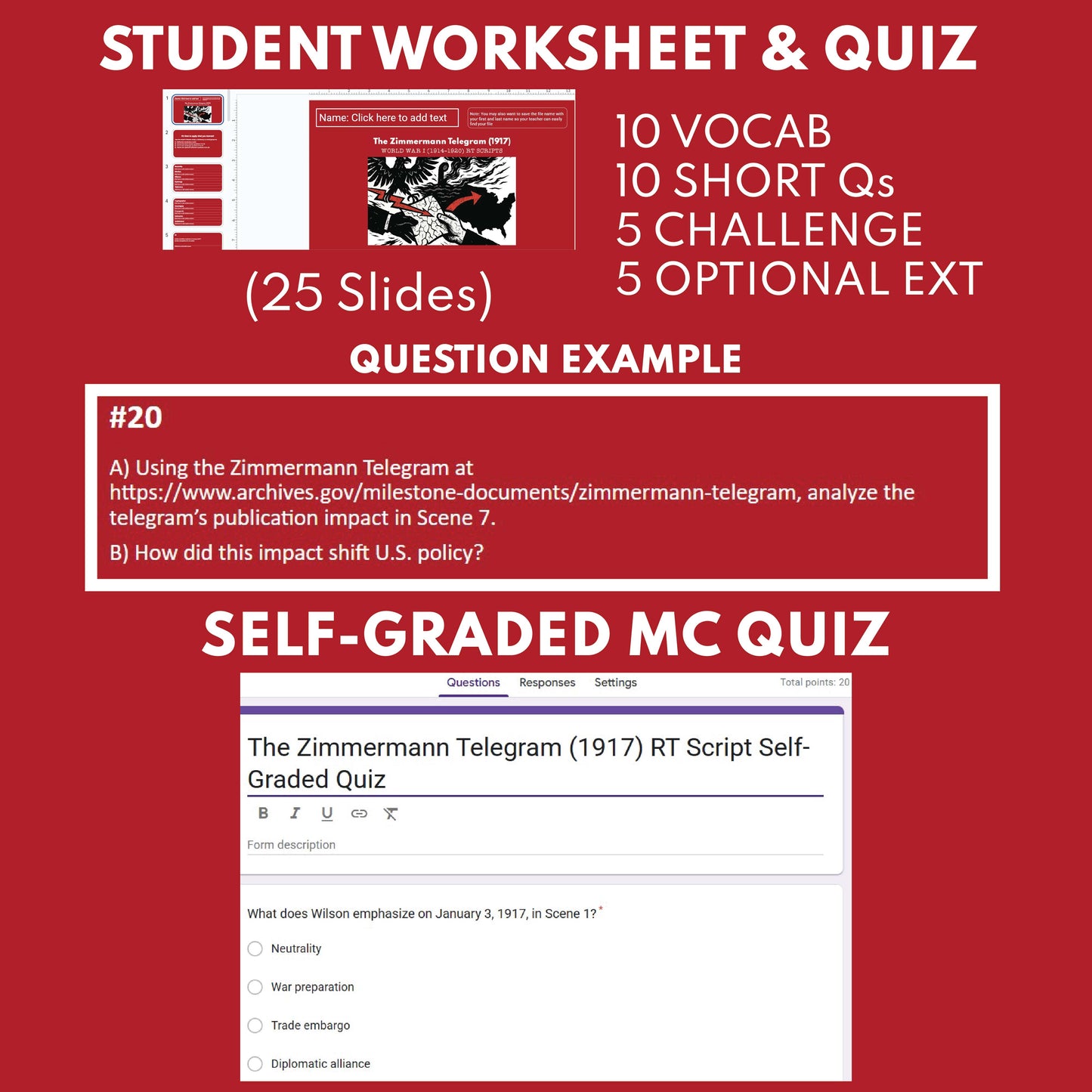 Zimmermann Telegram & Espionage Plot – Readers Theater Script (Grades 11-12) - ["Grades 9-12","U.S. History - WWI"]