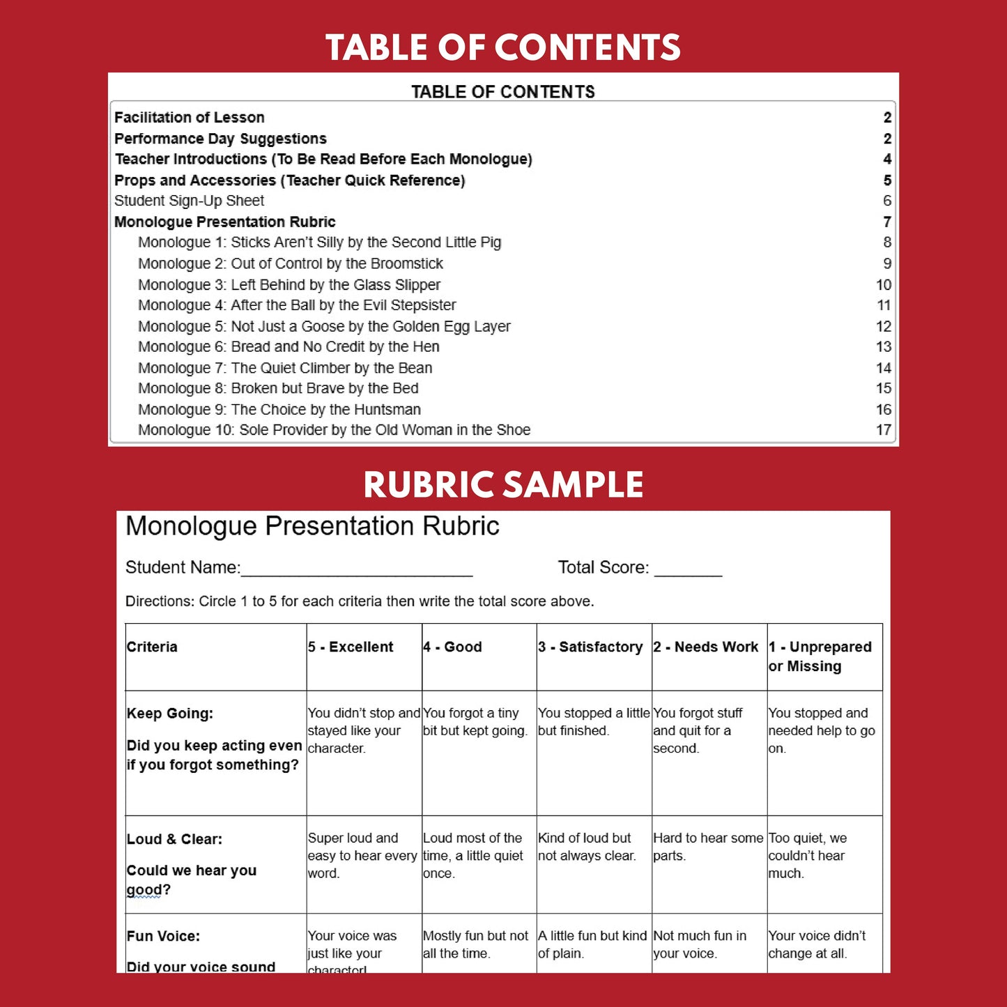 10 Short Fairy Tale Side Stories Monologue Scripts for Grades 3 to 5 - ["Grades 3-5","Monologue"]