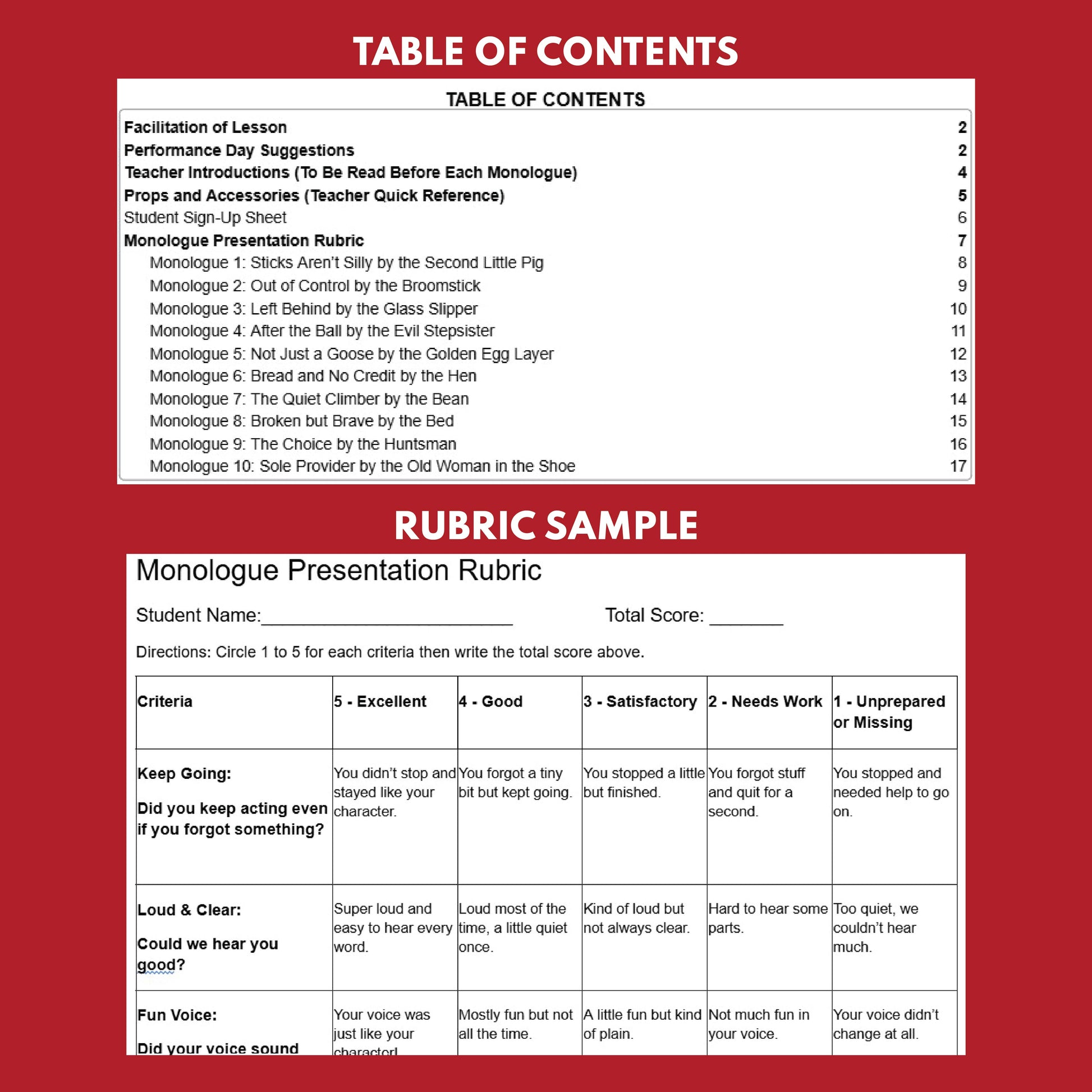10 Short Fairy Tale Side Stories Monologue Scripts for Grades 3 to 5 - ["Grades 3-5","Monologue"]