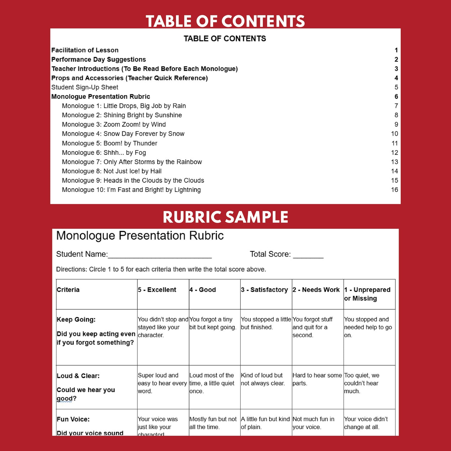 10 Weather with an Attitude Monologue Scripts for Grades 1 to 3 | No Prep | Print & Go! - ["Grades 1-2","Grades 3-5","Monologue"]