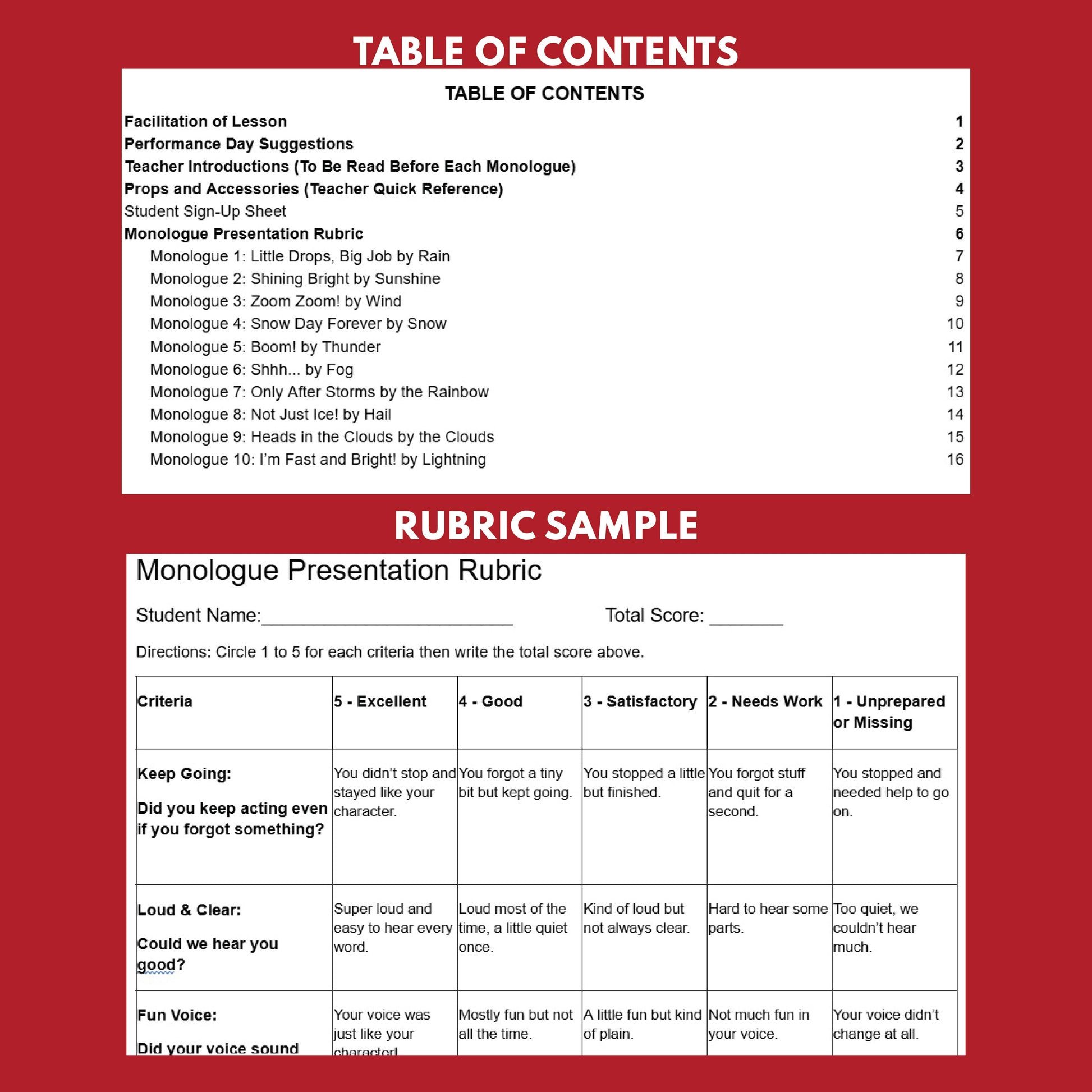 10 Weather with an Attitude Monologue Scripts for Grades 1 to 3 | No Prep | Print & Go! - ["Grades 1-2","Grades 3-5","Monologue"]