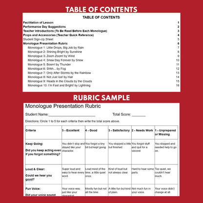 10 Weather with an Attitude Monologue Scripts for Grades 1 to 3 | No Prep | Print & Go! - ["Grades 1-2","Grades 3-5","Monologue"]