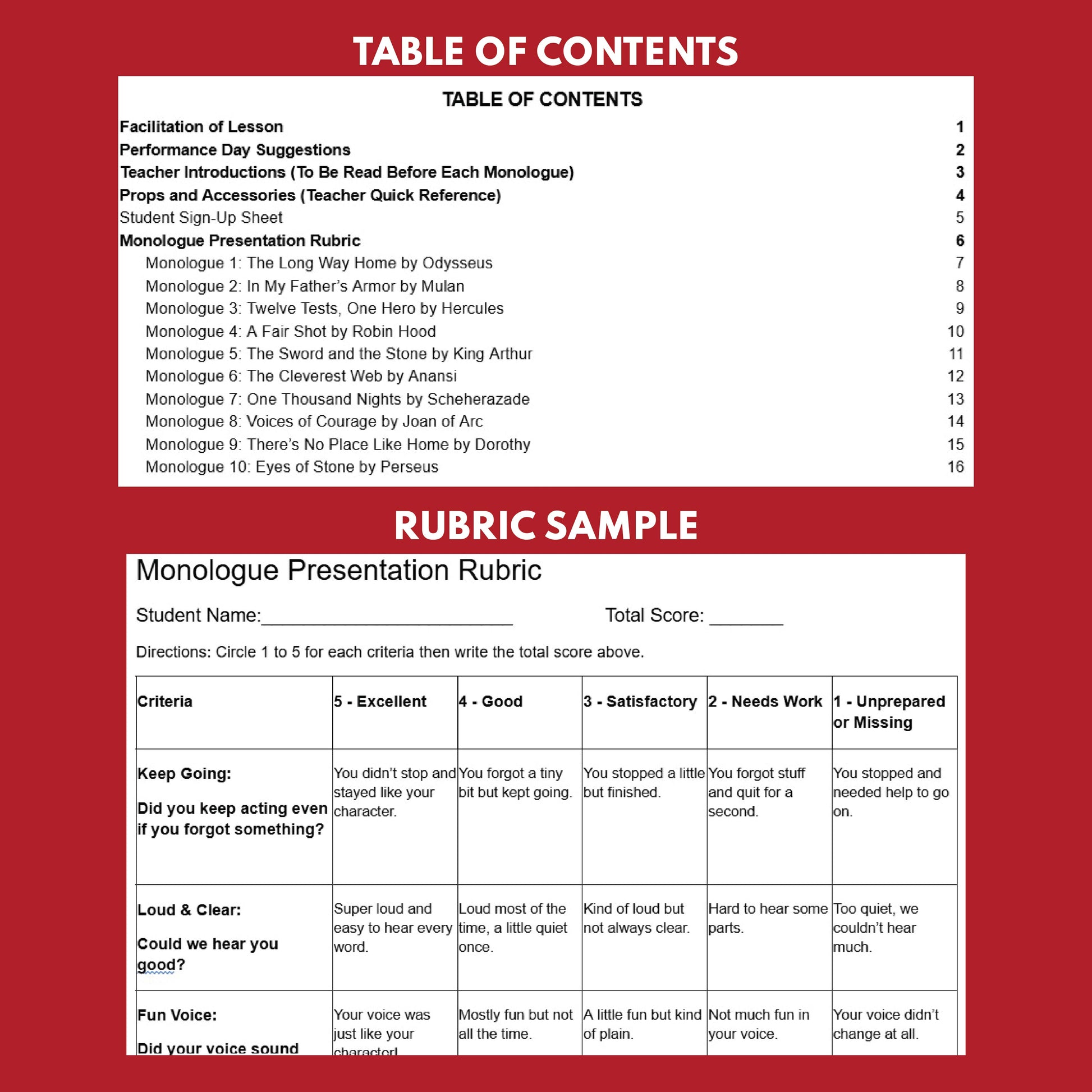 10 Short Legendary Hero Monologue Scripts for Grades 3 to 5 - ["Grades 3-5","Monologue"]