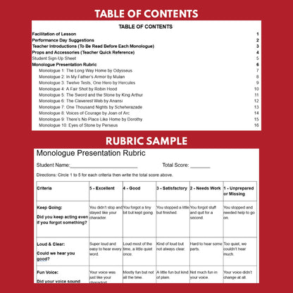 10 Short Legendary Hero Monologue Scripts for Grades 3 to 5 - ["Grades 3-5","Monologue"]