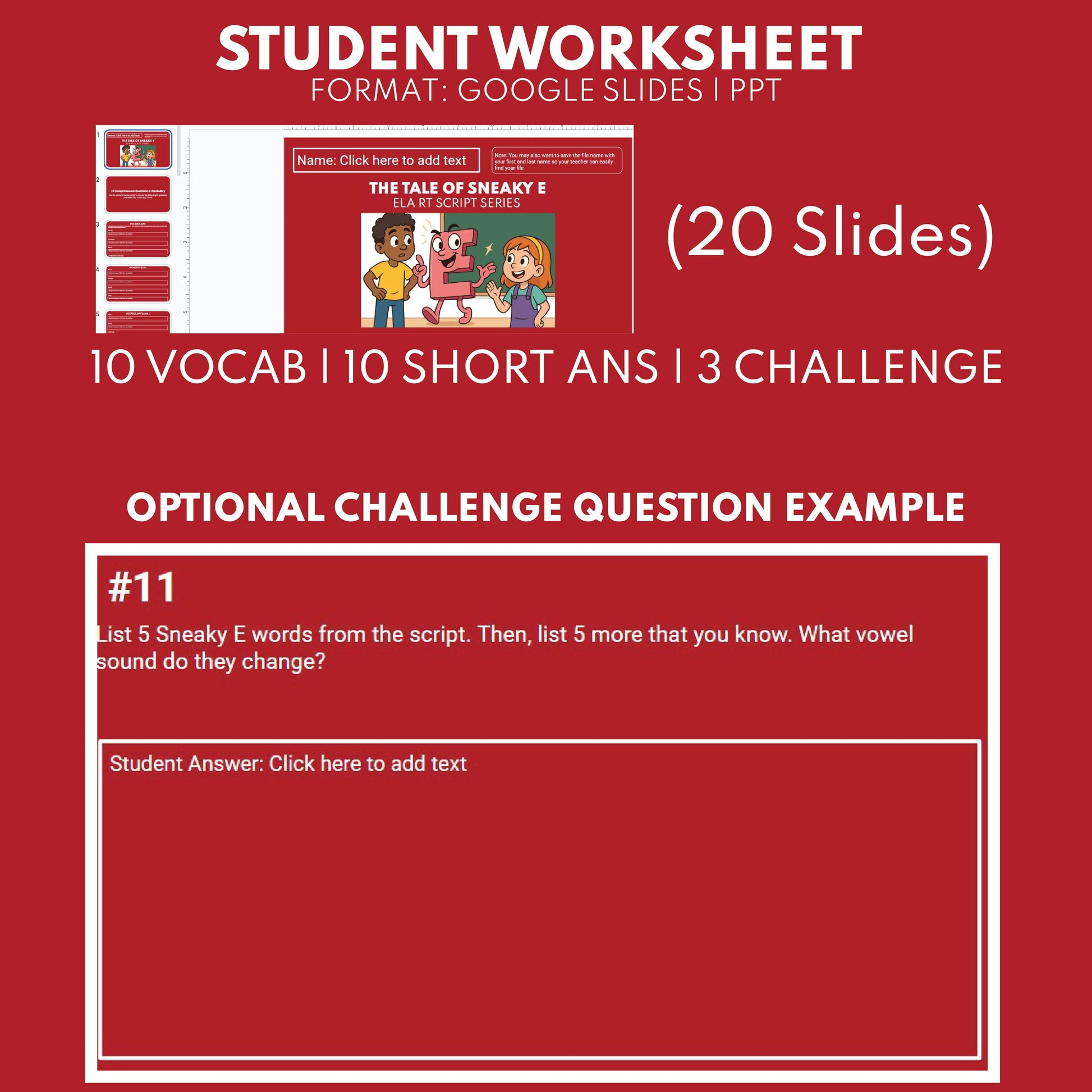 The Tale of Sneaky E | ELA RT Script | Grades 3–5 | Long Vowel Sounds - ["Grades 3-5","Phonics"]