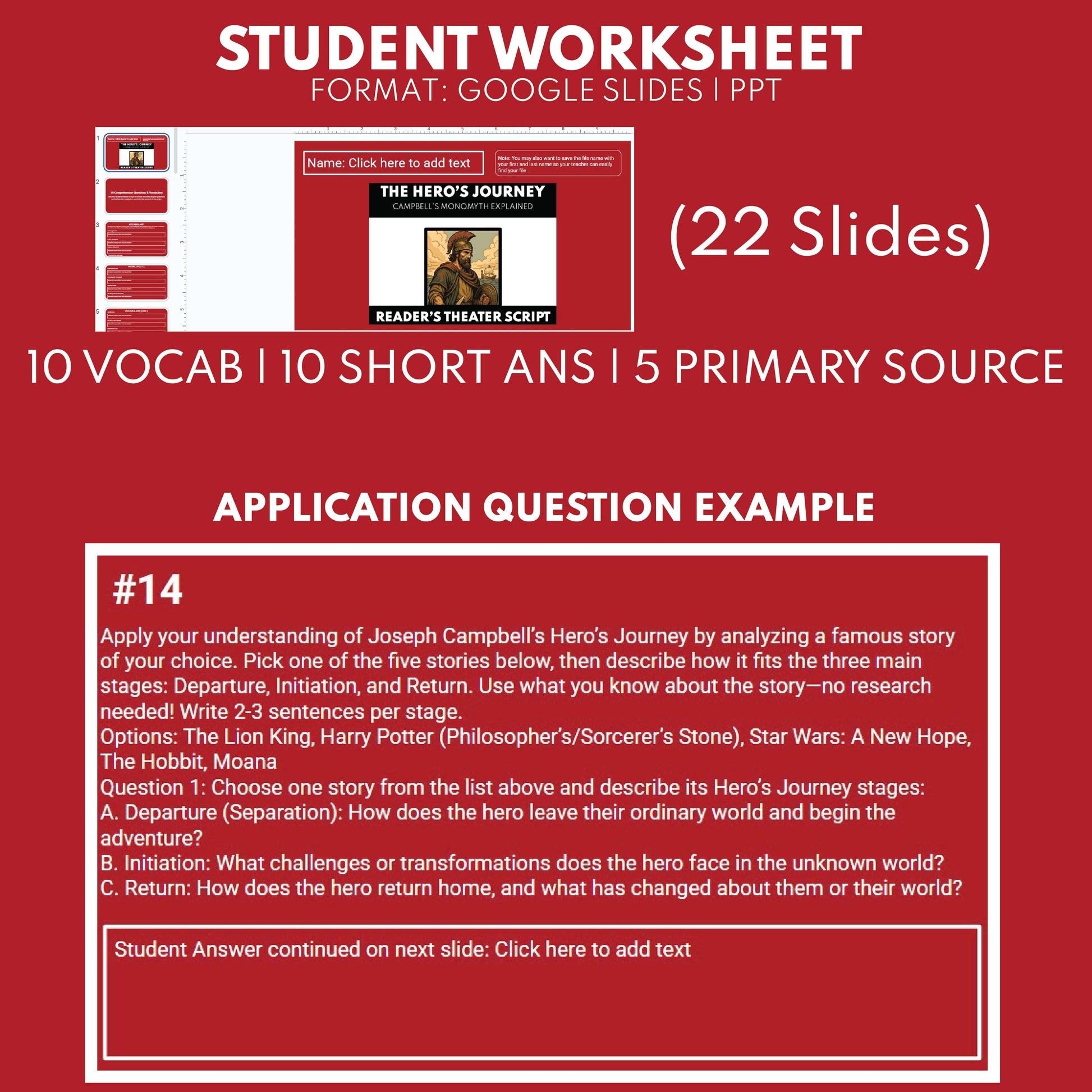 Teach the The Hero's Journey with Reader's Theater based on Campbell's Monomyth - ["Classical Literature","Grades 6-8","Small Groups"]