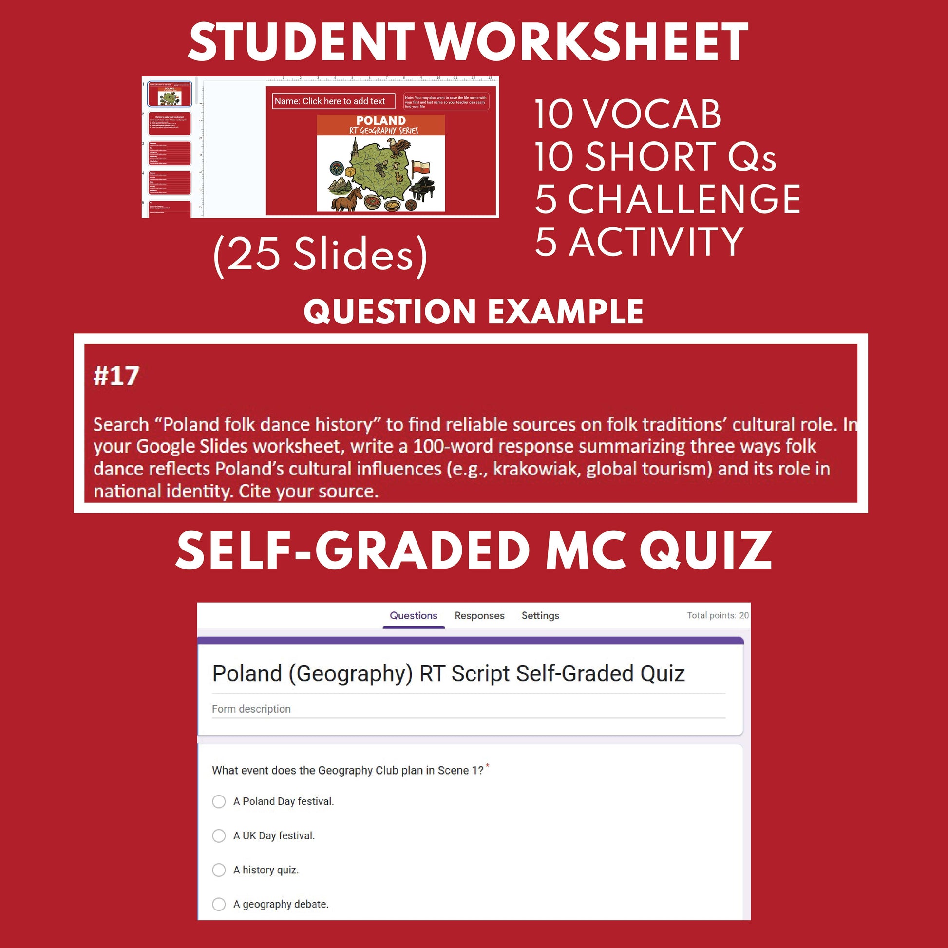 Poland Readers Theater Script | Geography & Social Studies Class - ["Geography","Grades 6-8","Grades 9-12","Self-Graded Quiz"]