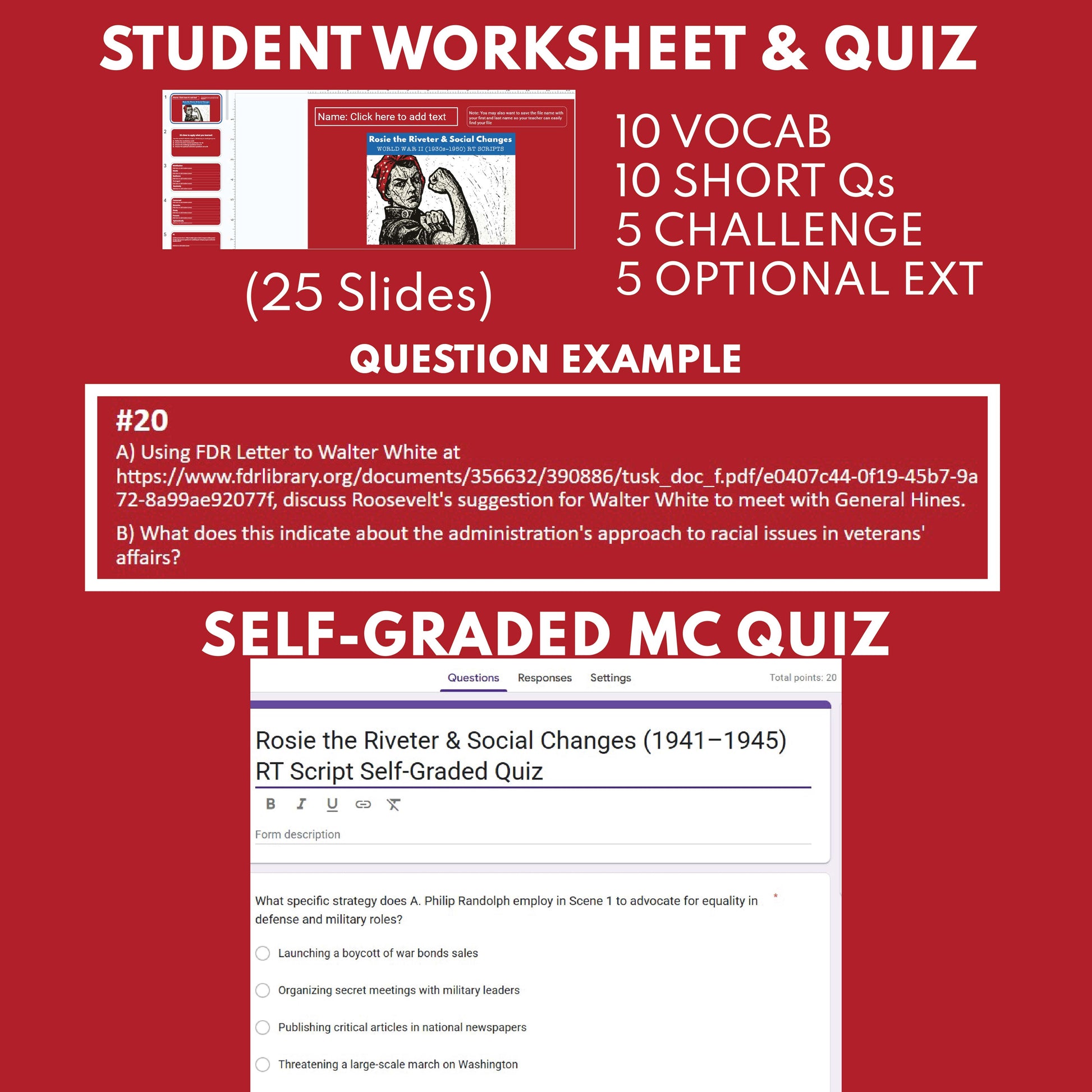 Rosie the Riveter & Social Changes Readers Theater Script (Grades 11-12) - ["Grades 9-12","U.S. History - WWII"]