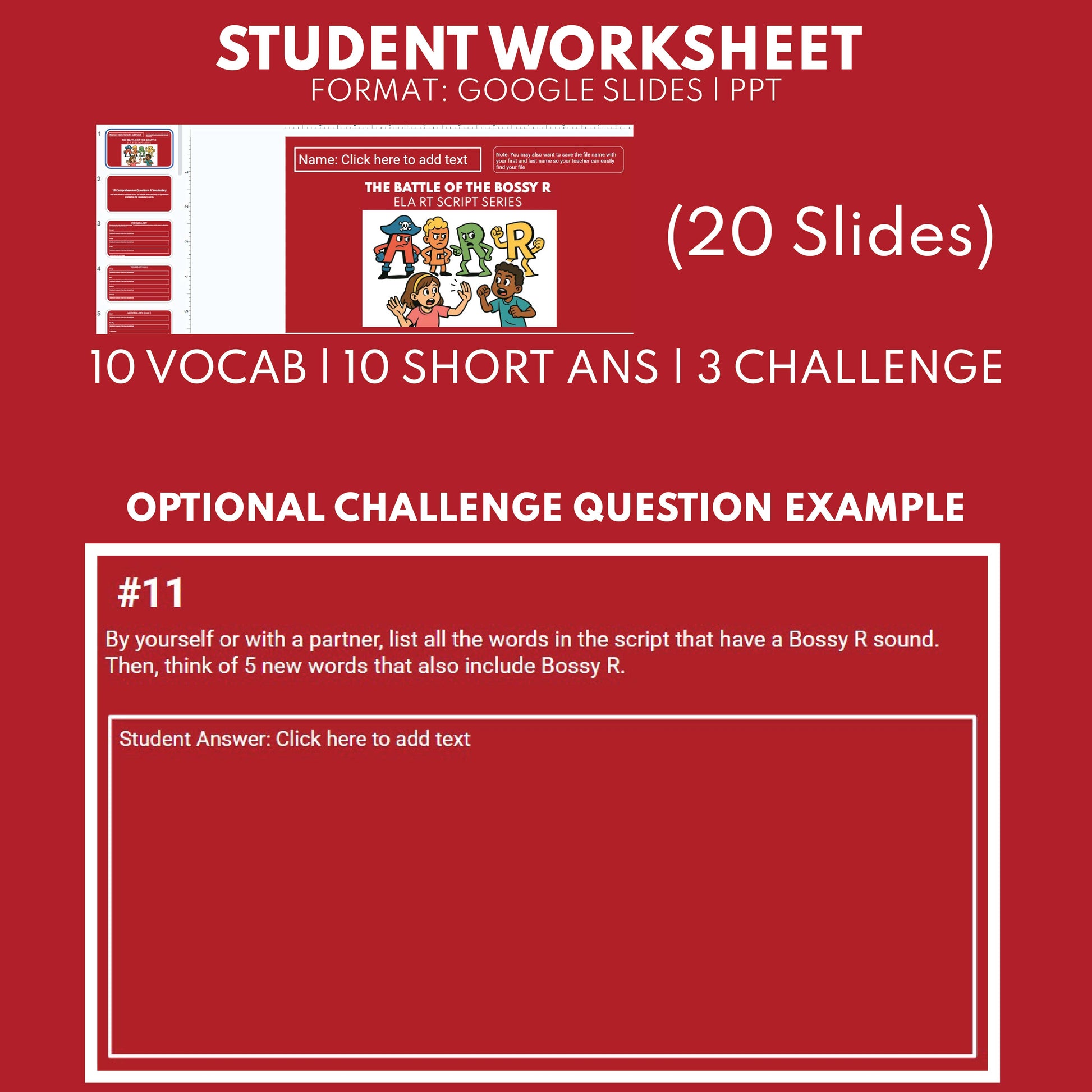 The Battle of the Bossy R | ELA RT Script | Grades 3–5 | R-Controlled Vowels - ["Grades 3-5","Phonics"]