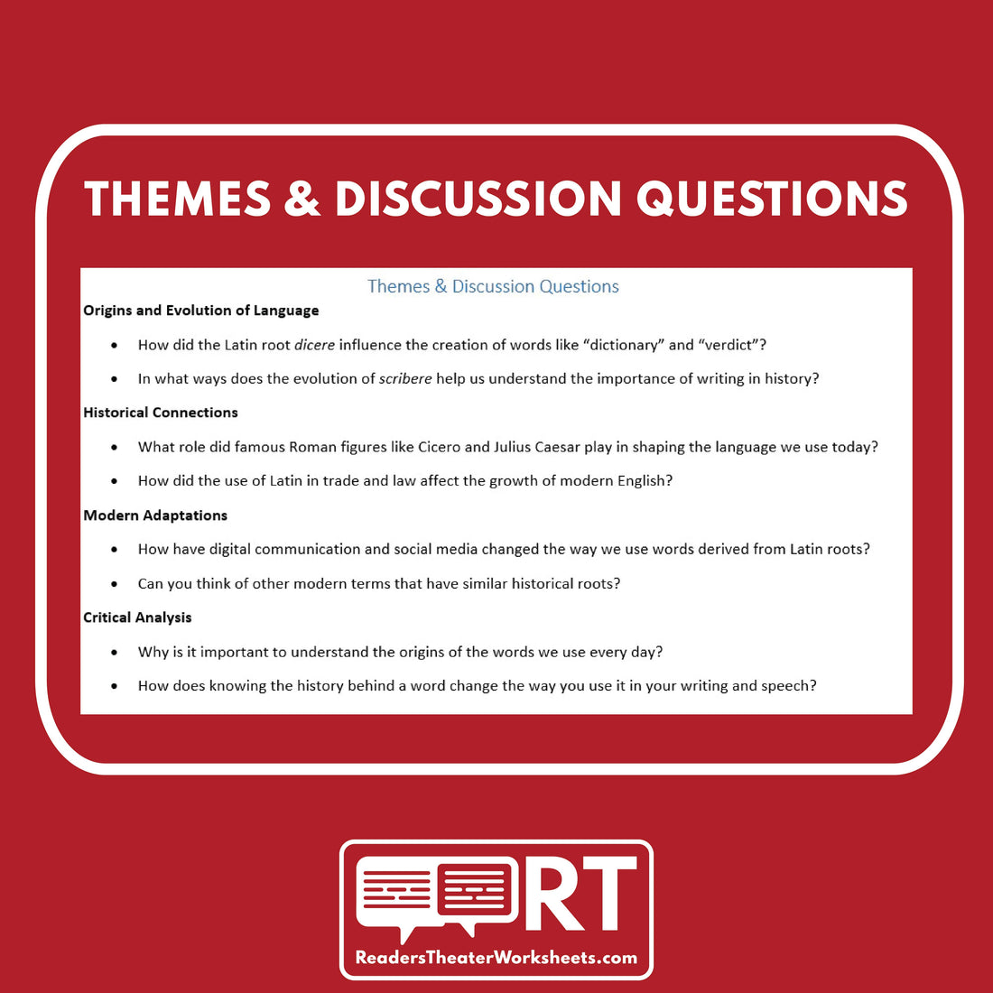 5 Common Latin Roots | Reader’s Theater Script | Word Origins – Reader ...