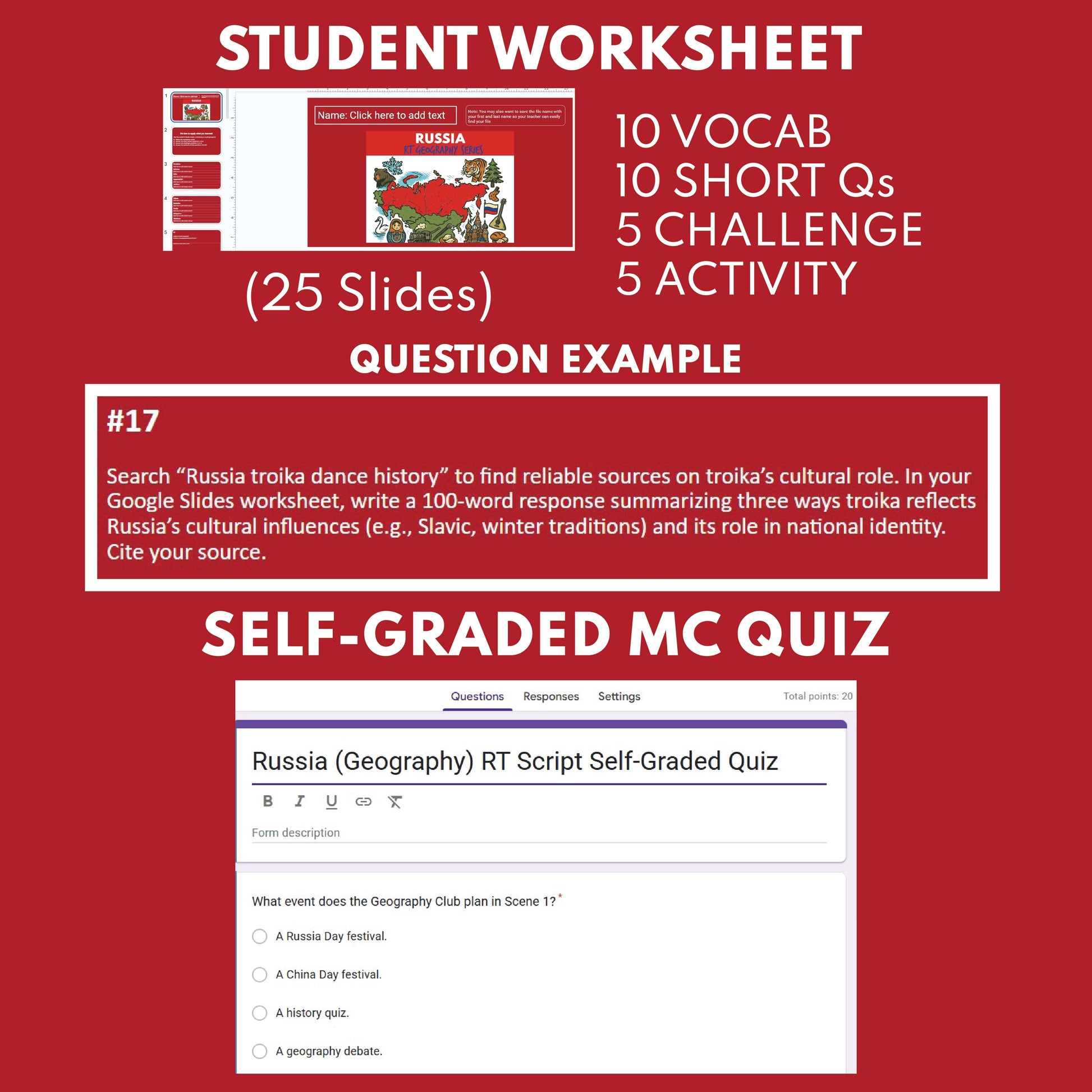 Russia Readers Theater Script | Geography & Social Studies Class - ["Geography","Grades 6-8","Grades 9-12","Self-Graded Quiz"]