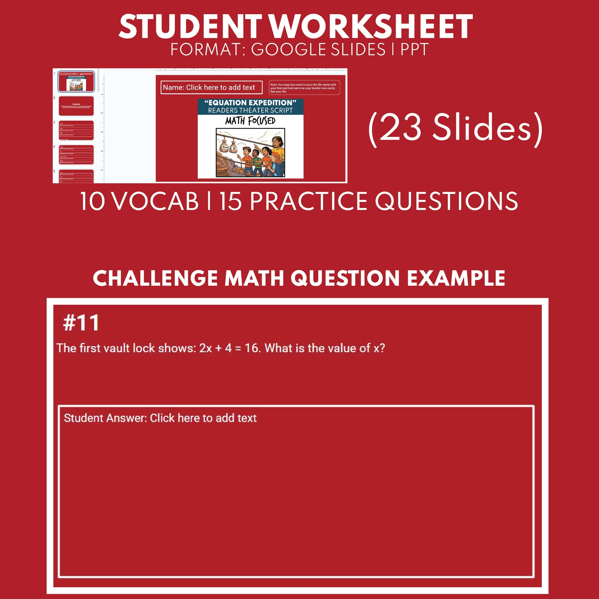 Equation Expedition Math Readers Theater Script for Grades 4 to 6 | Va ...