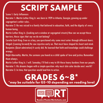 Martin Luther King Jr. | MLK Civil Rights Leader | Readers Theater Script - ["100% FREE","Civil Rights","Grades 6-8","Historical Figures","Primary Source Incl."]