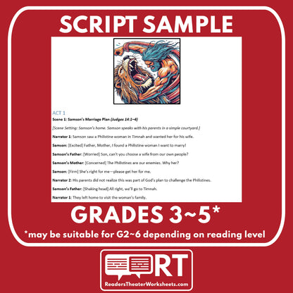 Samson's Strength Biblical Reader's Theater Script - ["100% FREE","Biblical Figure","Grades 3-5"]
