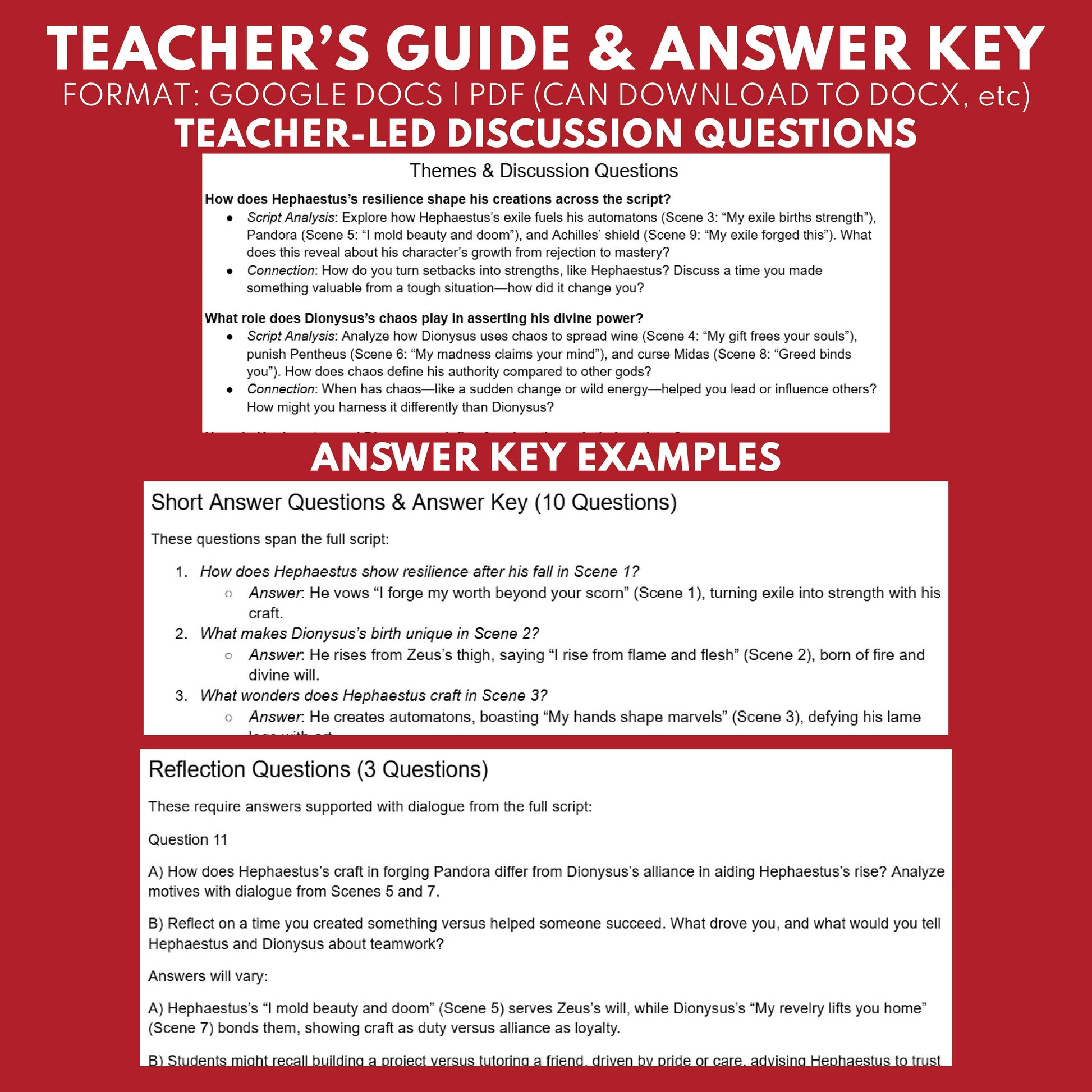 Hephaestus & Dionysus Reader's Theater Script | The Olympians | Greek Mythology - ["Grades 6-8","Grades 9-12","Greek Mythology","Greek Mythology for Google Classroom"]