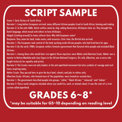 Nelson Mandala | Civil Rights, Apartheid, South Africa | Readers Theater Script - ["Civil Rights","Grades 6-8","Historical Figures","Primary Source Incl."]