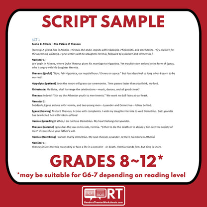 A Midsummer Night's Dream Adapted Readers Theater Script | Shakespeare - ["Grades 6-8","Grades 9-12","Shakespeare"]