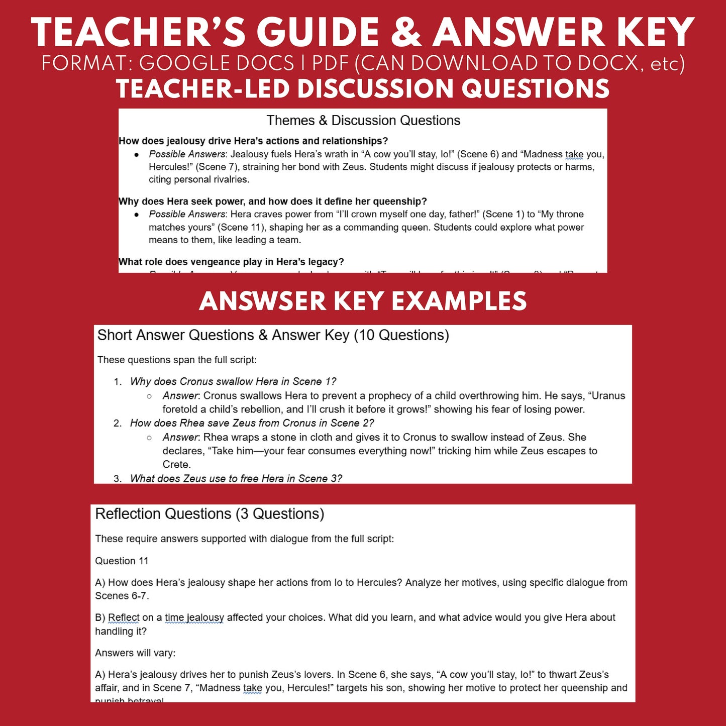 Hera Reader's Theater Script | The Olympians | Greek Mythology - ["Grades 6-8","Grades 9-12","Greek Mythology","Greek Mythology for Google Classroom"]