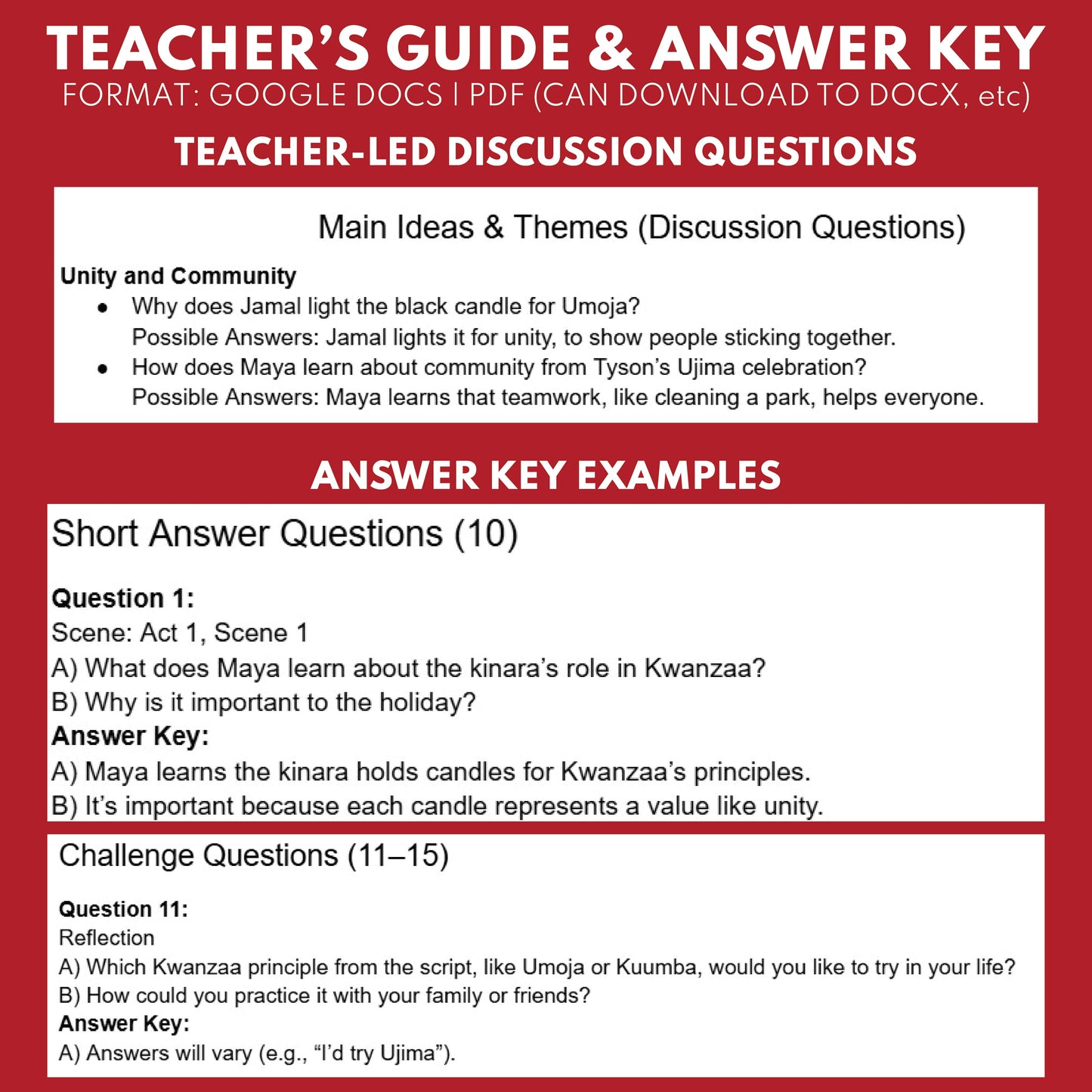 Kwanzaa Holiday Readers Theater Script for Grades 3 to 5 - ["Grades 3-5","Holidays Around the World","Small Groups"]