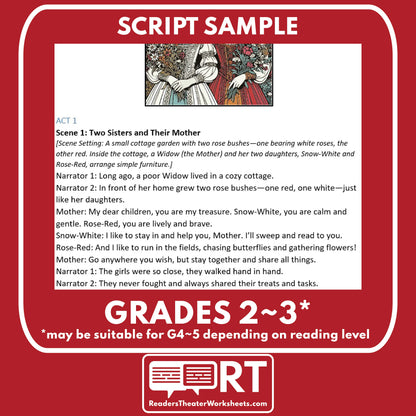 Snow-White and Rose-Red | Reader's Theater Script | Brothers Grimm - ["Brother Grimm Fairy Tale","Fairy Tale","Grades 3-5"]