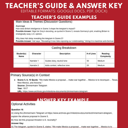 Zimmermann Telegram & Espionage Plot – Readers Theater Script (Grades 11-12) - ["Grades 9-12","U.S. History - WWI"]