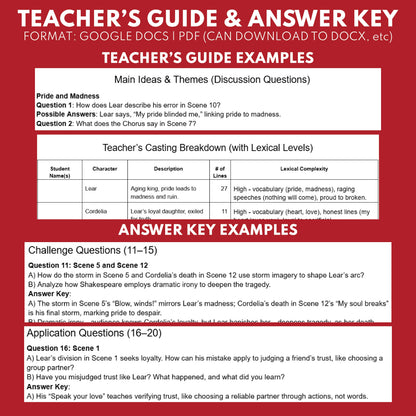 King Lear’s Last Lesson Readers Theater Script | Classical Dramas | Shakespeare - ["Classical Drama Series","Grades 6-8","Grades 9-12","Self-Graded Quiz"]