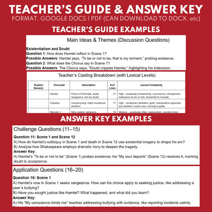 Hamlet Readers Theater Script | Classical Dramas | Shakespeare - ["Classical Drama Series","Grades 6-8","Grades 9-12","Self-Graded Quiz"]
