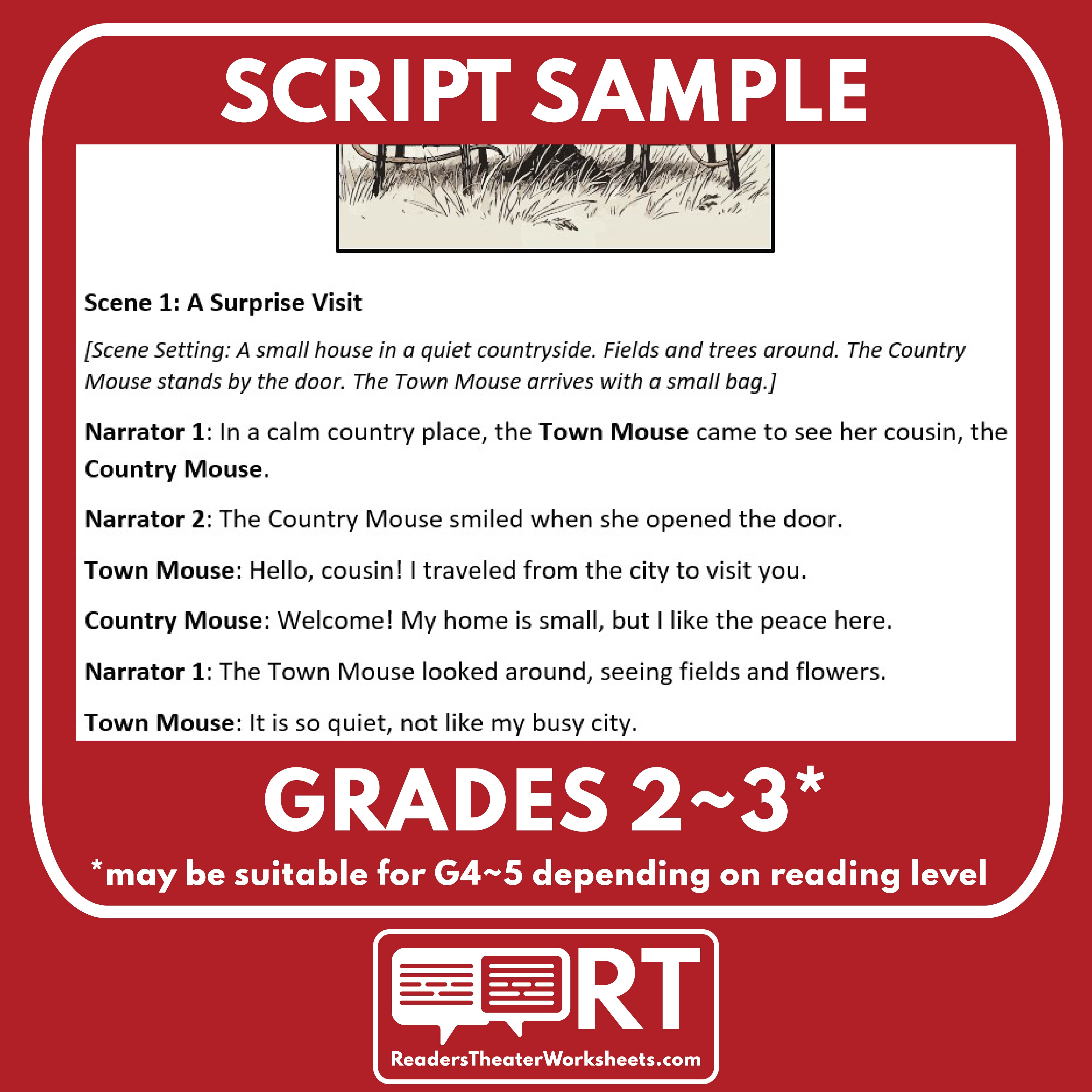 The Town Mouse and the Country Mouse | Reader's Theater Script | Aesop ...