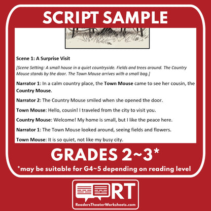 The Town Mouse and the Country Mouse | Reader's Theater Script | Aesop's Fable - ["Aesop's Fable","Grades 3-5","Small Groups"]