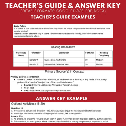 Second Great Awakening Readers Theater Script | Grades 6‑8 - ["Grades 6-8","U.S. History - Westward Expansion (1801\u202f\u2013\u202f1861)"]