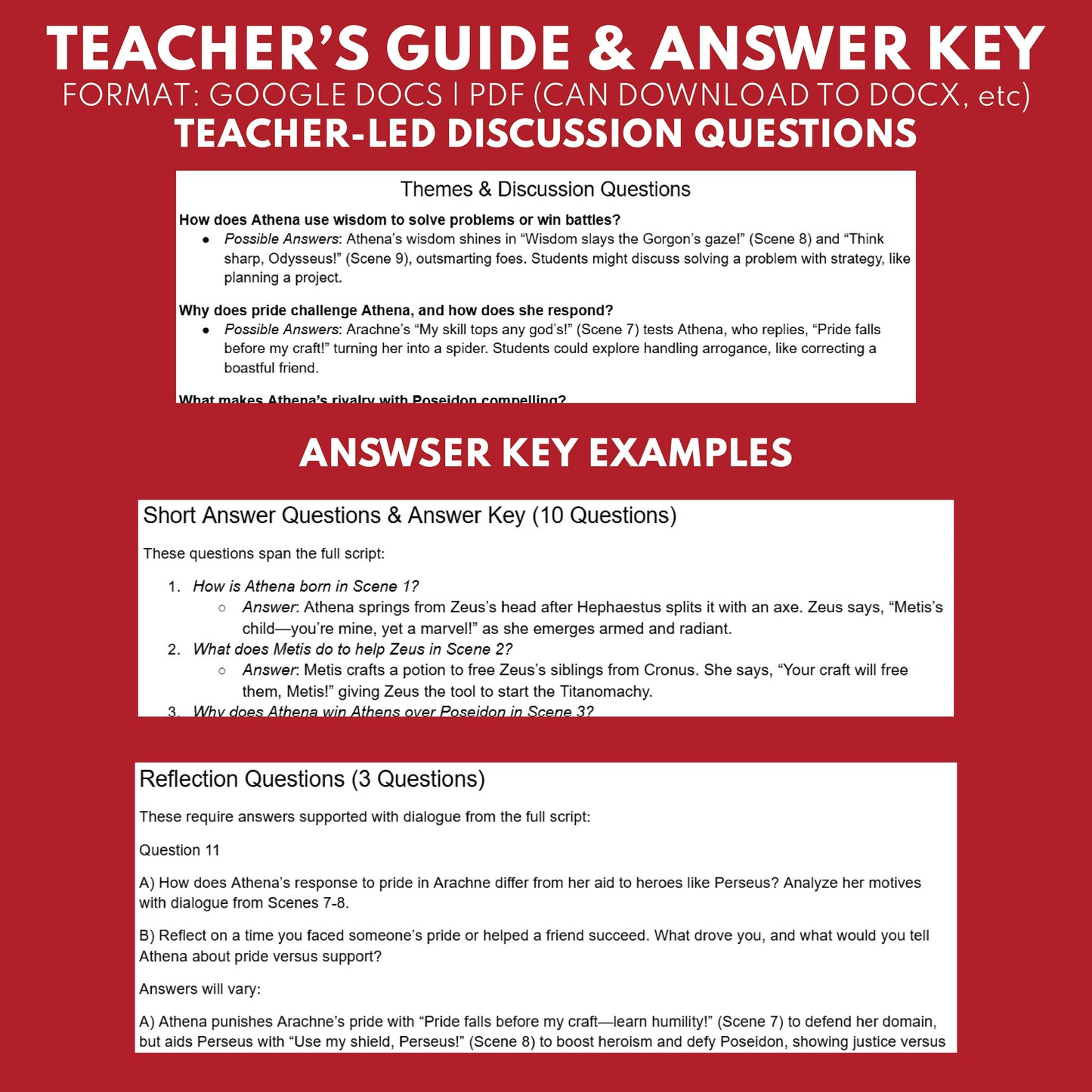 Athena Reader's Theater Script | The Olympians | Greek Mythology - ["Grades 6-8","Grades 9-12","Greek Mythology","Greek Mythology for Google Classroom"]