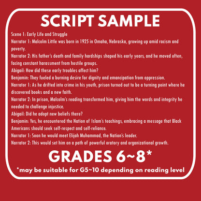 Malcolm X | Civil Rights Leader | Readers Theater Script - ["Civil Rights","Grades 6-8","Historical Figures","Primary Source Incl."]