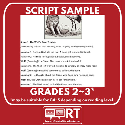 The Wolf and the Crane | Reader's Theater Script | Aesop's Fable - ["Aesop's Fable","Grades 3-5","Small Groups"]