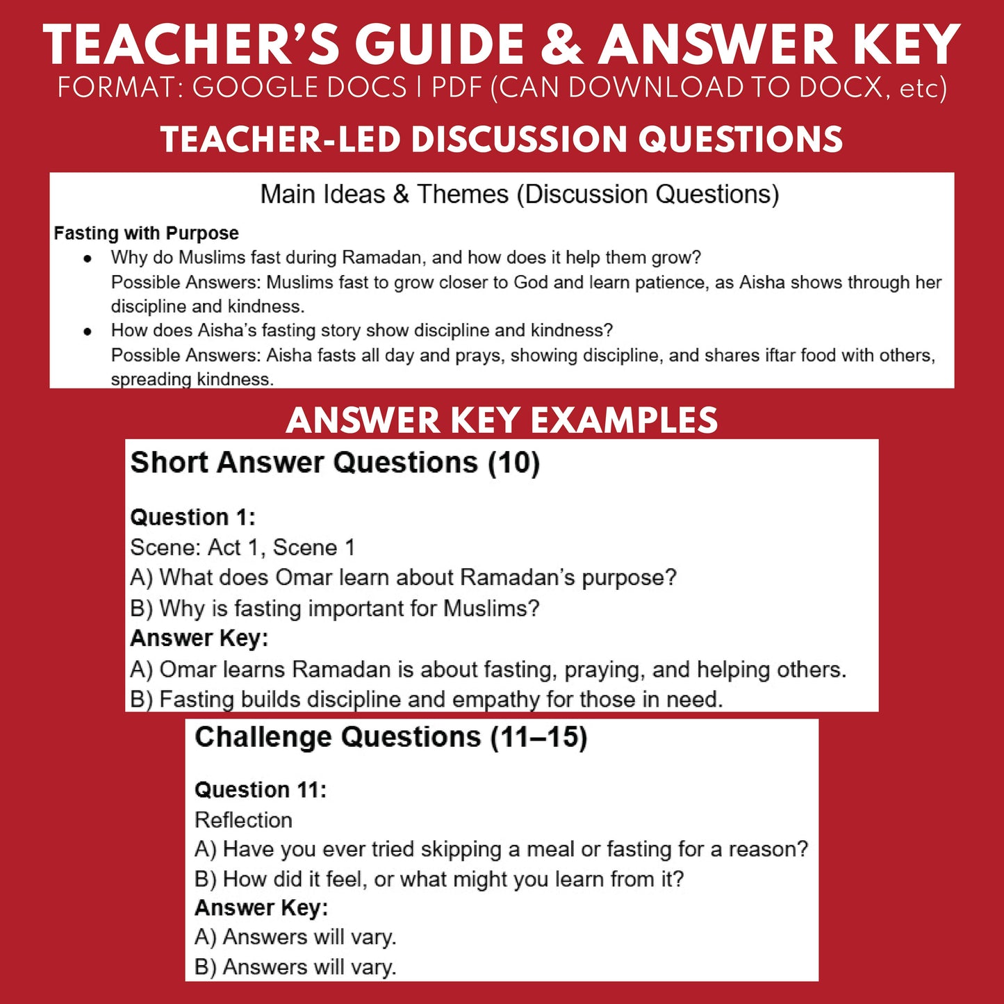 FREE Ramadan & Eid Holiday Readers Theater Script for Grades 3 to 5 - ["100% FREE","Grades 3-5","Holidays Around the World"]