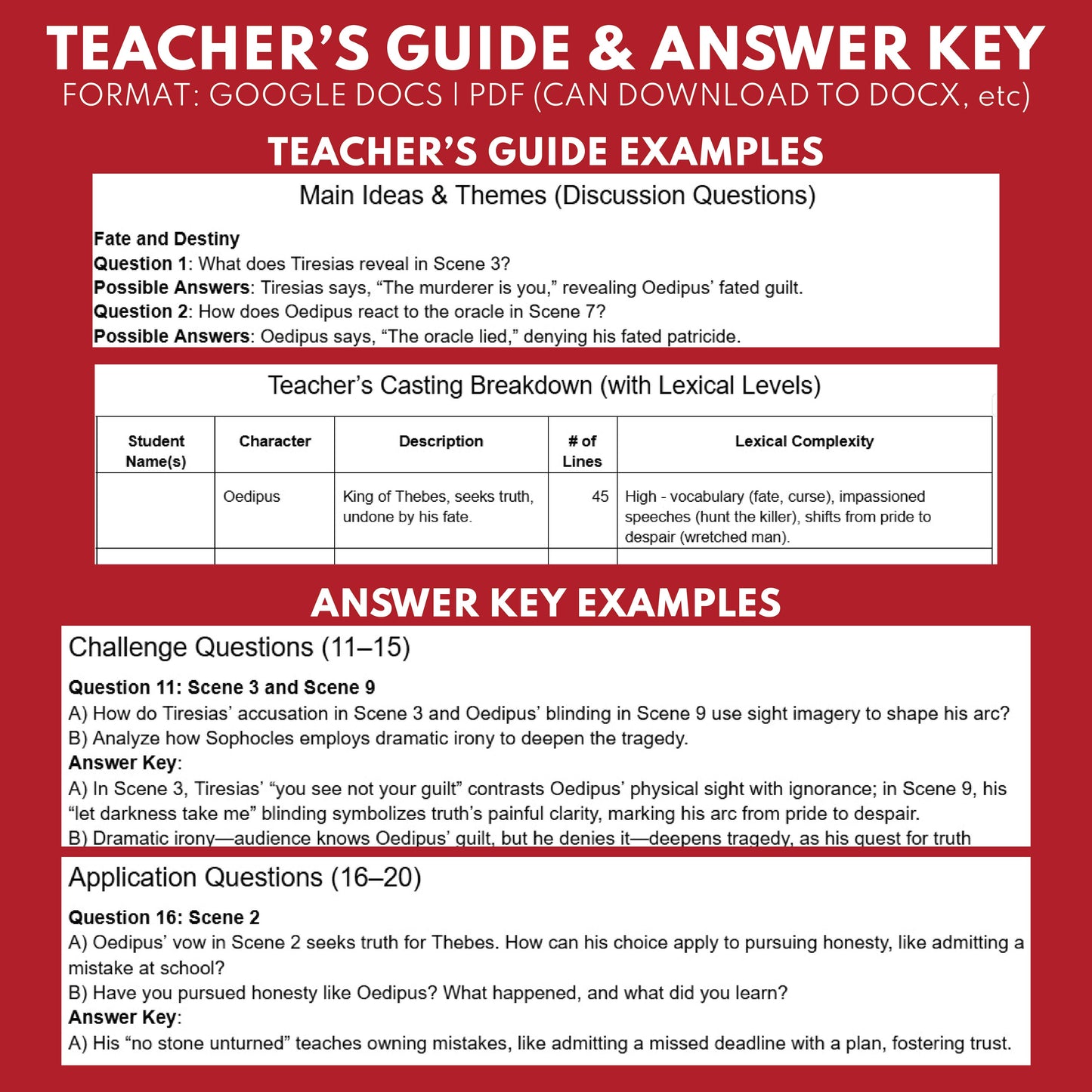 Oedipus Rex Readers Theater Script | Classical Dramas | Greek Tragedy - ["Classical Drama Series","Grades 6-8","Grades 9-12","Self-Graded Quiz"]