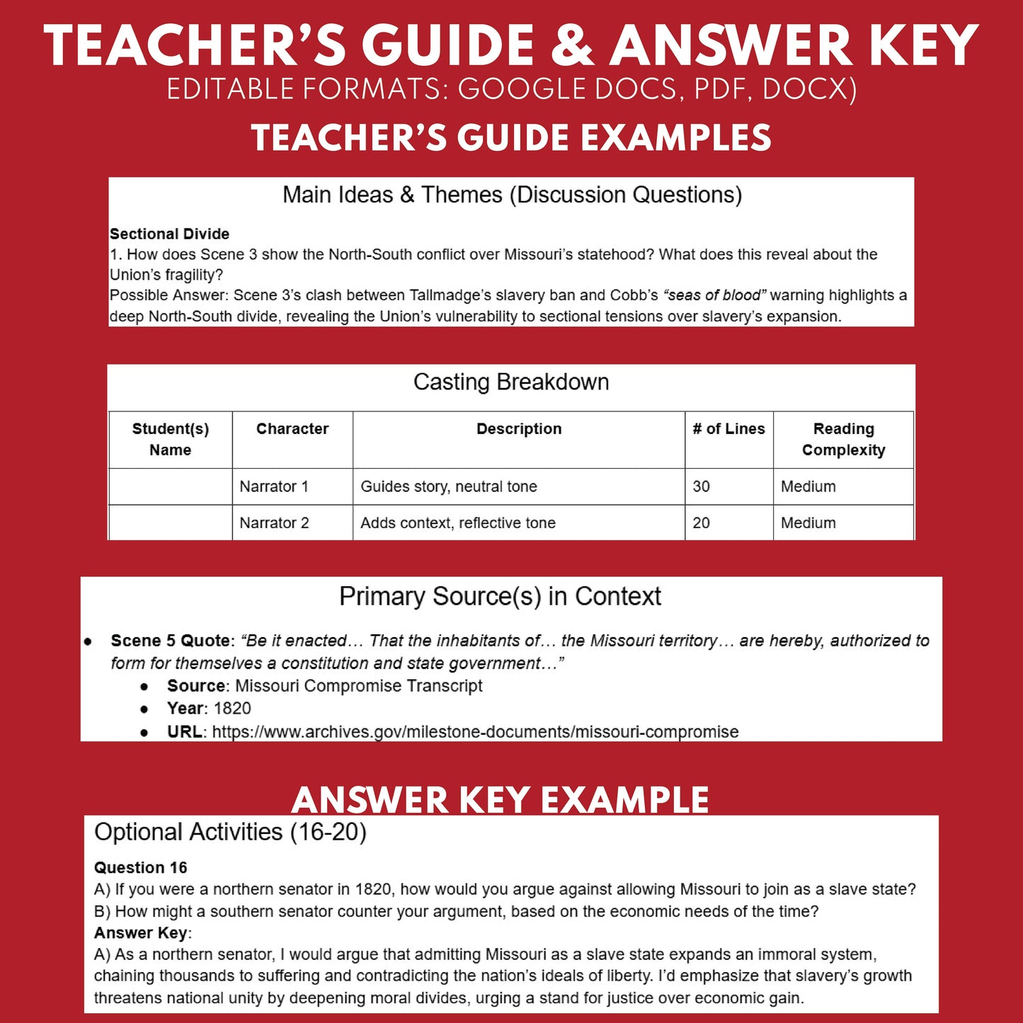 Missouri Compromise Readers’ Theater | Grades 6-8 Free History Script - ["100% FREE","Grades 6-8","U.S. History - Westward Expansion (1801\u202f\u2013\u202f1861)"]