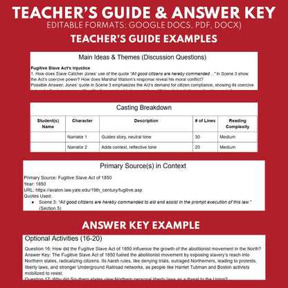 Fugitive Slave Act of 1850 Readers Theater Script | Grades 6‑8 - ["Grades 6-8","U.S. History - Westward Expansion (1801\u202f\u2013\u202f1861)"]