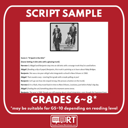 Ruby Bridges | BHM | Readers Theater Script - ["BHM","Civil Rights","Grades 6-8","Historical Figures","Primary Source Incl."]