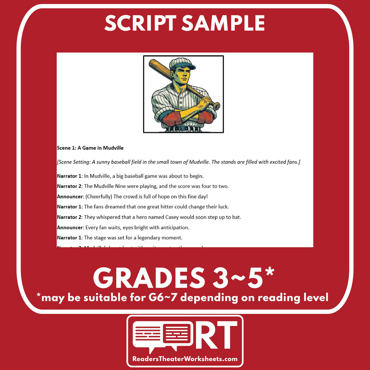 Casey Script Casey at Bat Readers Theater Script | American Legends & Folk Heroes ...