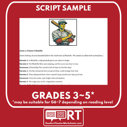 Casey at Bat Readers Theater Script | American Legends & Folk Heroes - ["American Legends & Folk Heroes","Grades 3-5"]