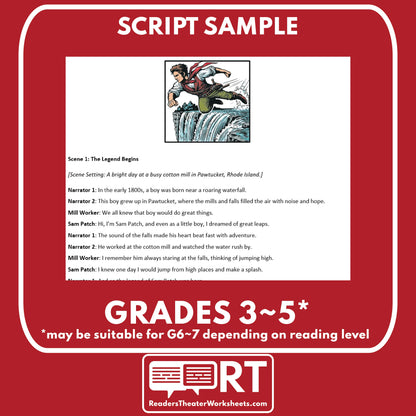 Sam Patch Readers Theater Script | American Tall Tales - ["American Tall Tale","Grades 3-5"]