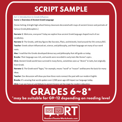 5 Common Greek Roots | Reader’s Theater Script | Word Origins - ["Grades 6-8","Grades 9-12","Word Origins"]