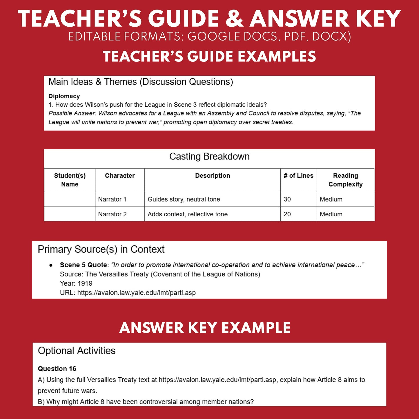 Versailles Treaty & League Debate – Readers Theater Script (Grades 11-12) - ["Grades 9-12","U.S. History - WWI"]
