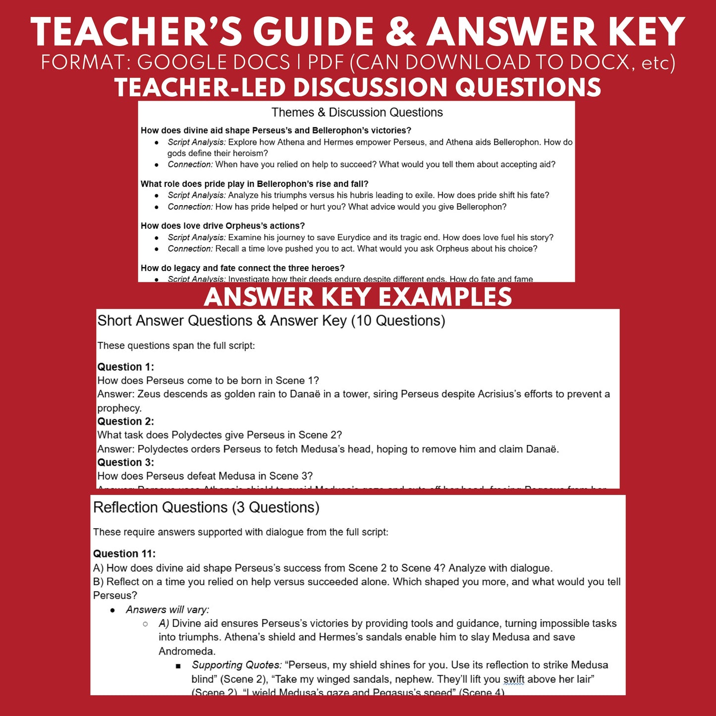 Perseus, Bellerophon & Orpheus Reader's Theater Script | Demigods | Greek Mythology - ["Grades 6-8","Grades 9-12","Greek Demigods","Greek Mythology","Greek Mythology for Google Classroom"]