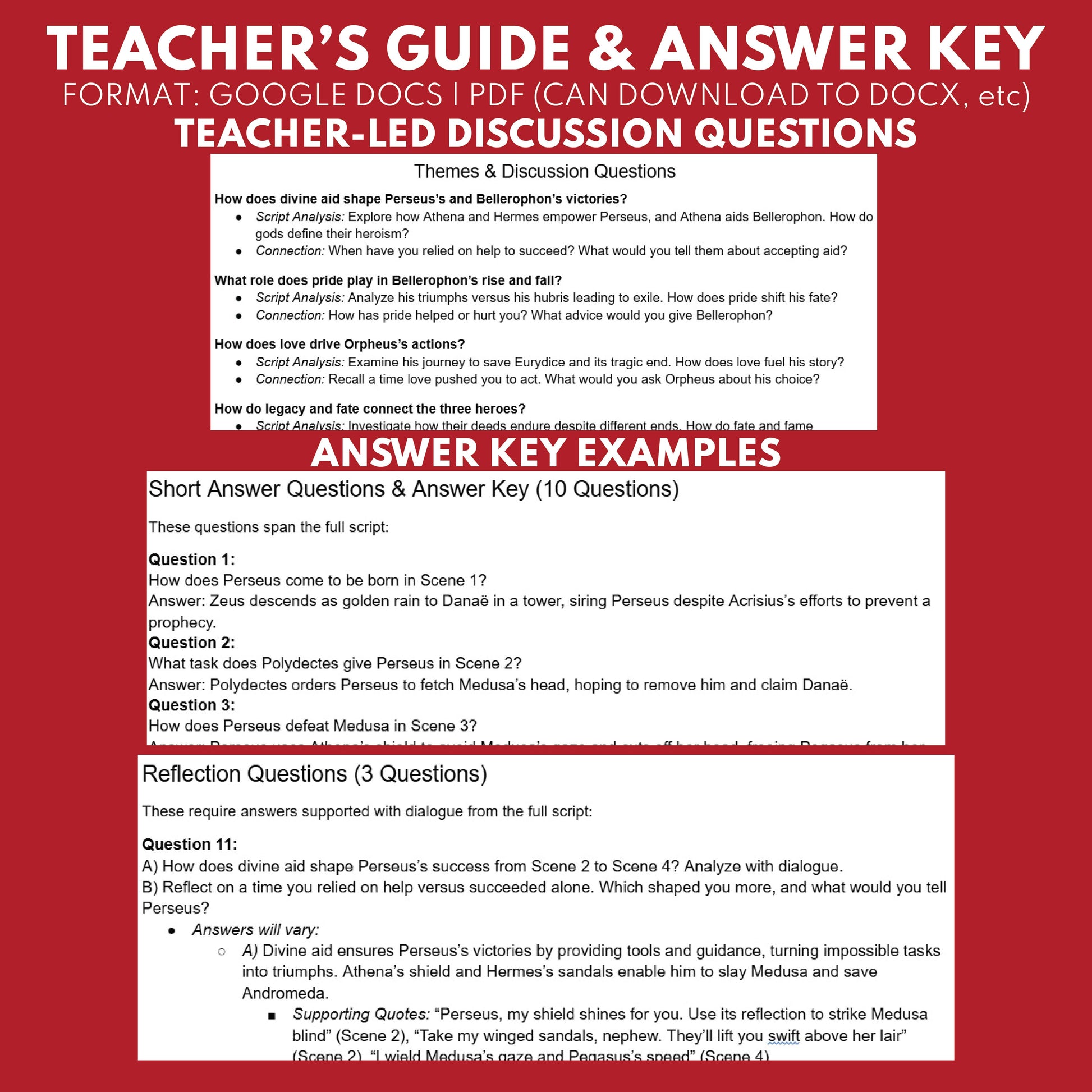 Perseus, Bellerophon & Orpheus Reader's Theater Script | Demigods | Greek Mythology - ["Grades 6-8","Grades 9-12","Greek Demigods","Greek Mythology","Greek Mythology for Google Classroom"]