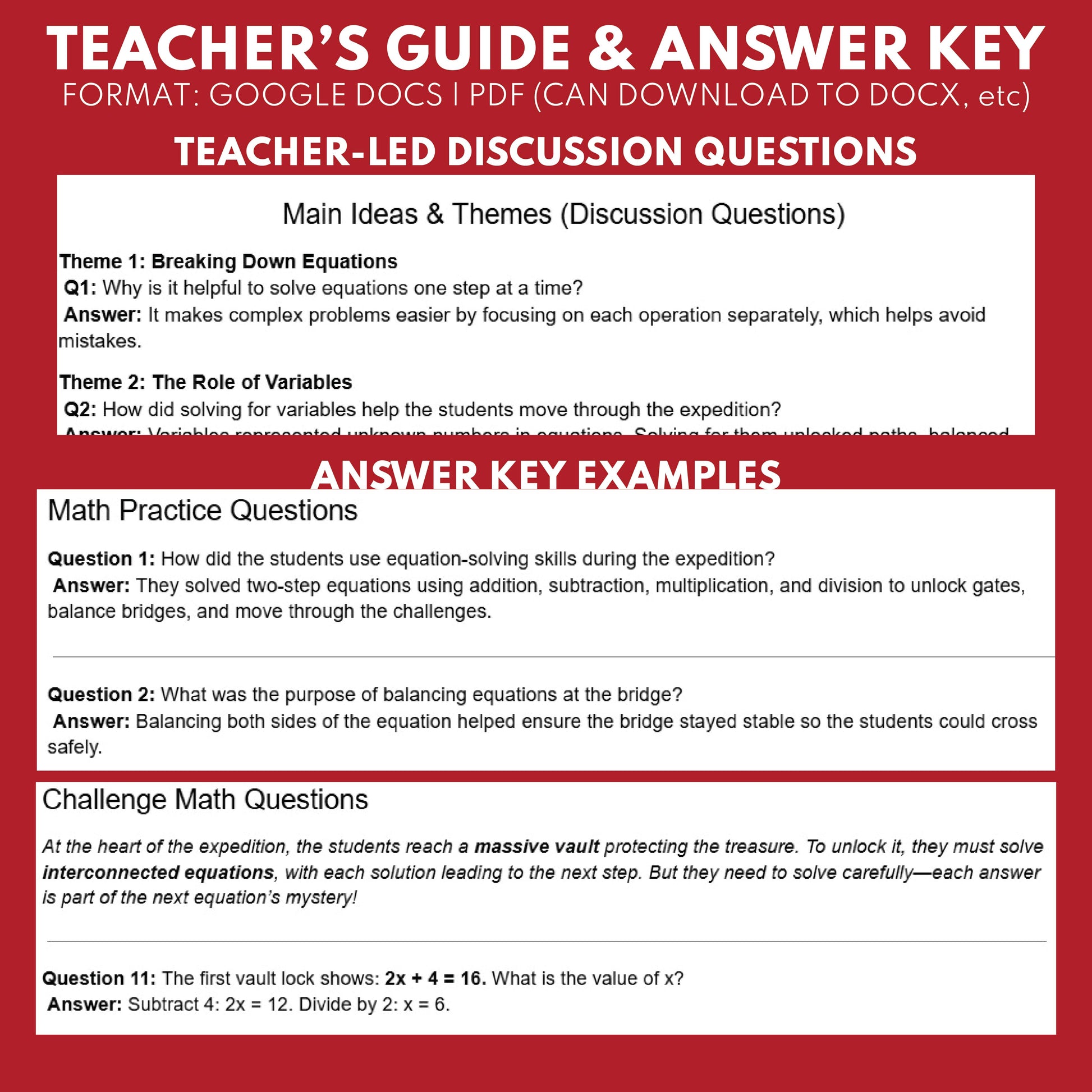 Equation Expedition Math Readers Theater Script for Grades 4 to 6 | Variables - ["Grades 3-5","Grades 6-8","Math"]