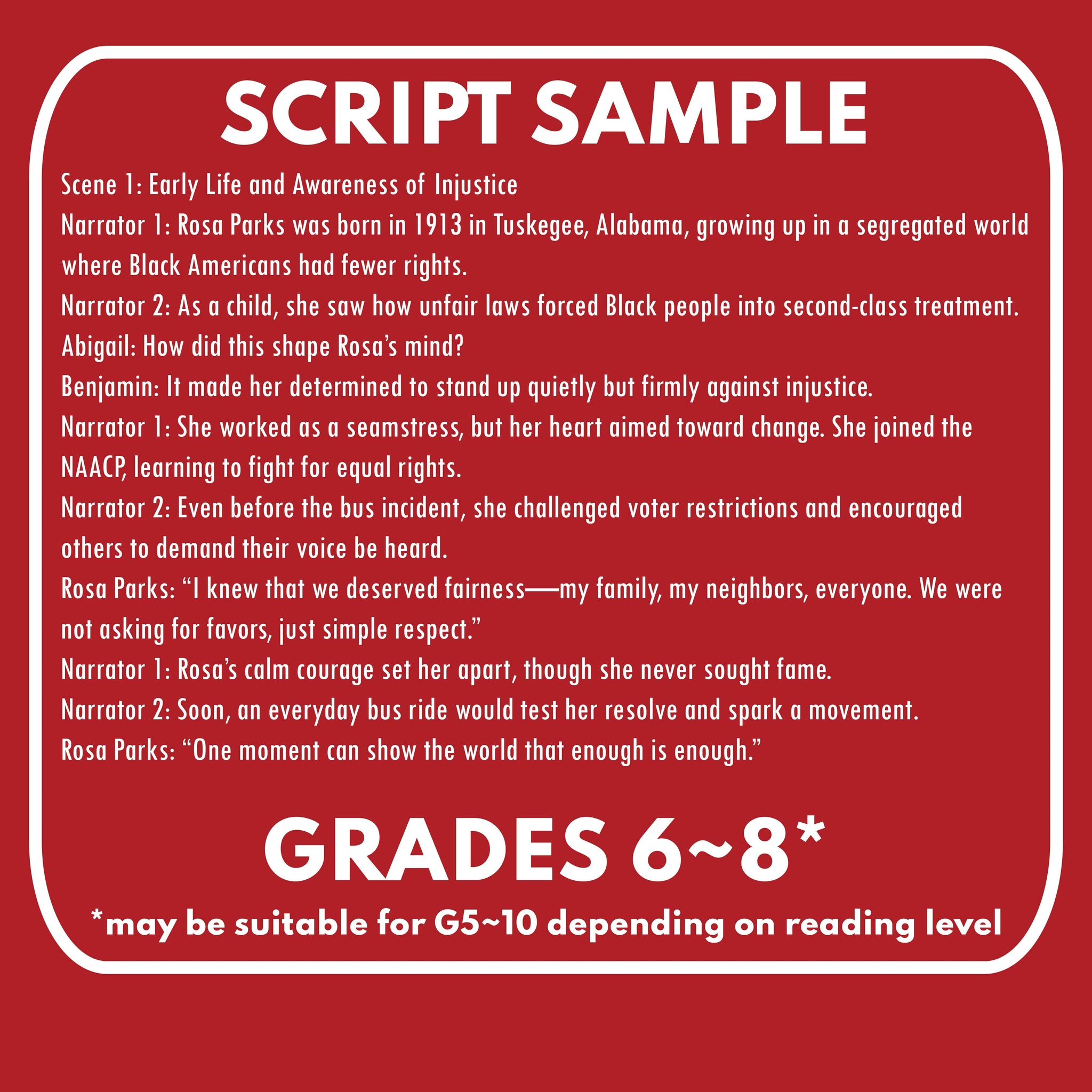 Rosa Parks Reader's Theater Script for Grades 6-8 | Civil Rights ...