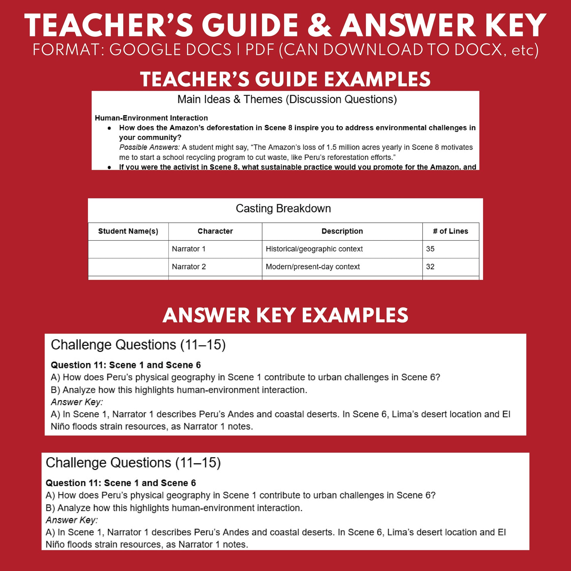 Peru Readers Theater Script | Geography & Social Studies Class - ["Geography","Grades 6-8","Grades 9-12","Self-Graded Quiz"]