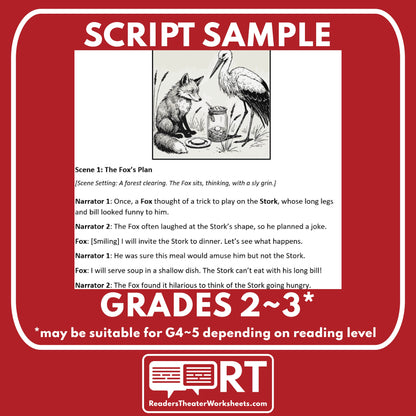 The Fox and the Stork | Reader's Theater Script | Aesop's Fable - ["Aesop's Fable","Grades 3-5","Small Groups"]