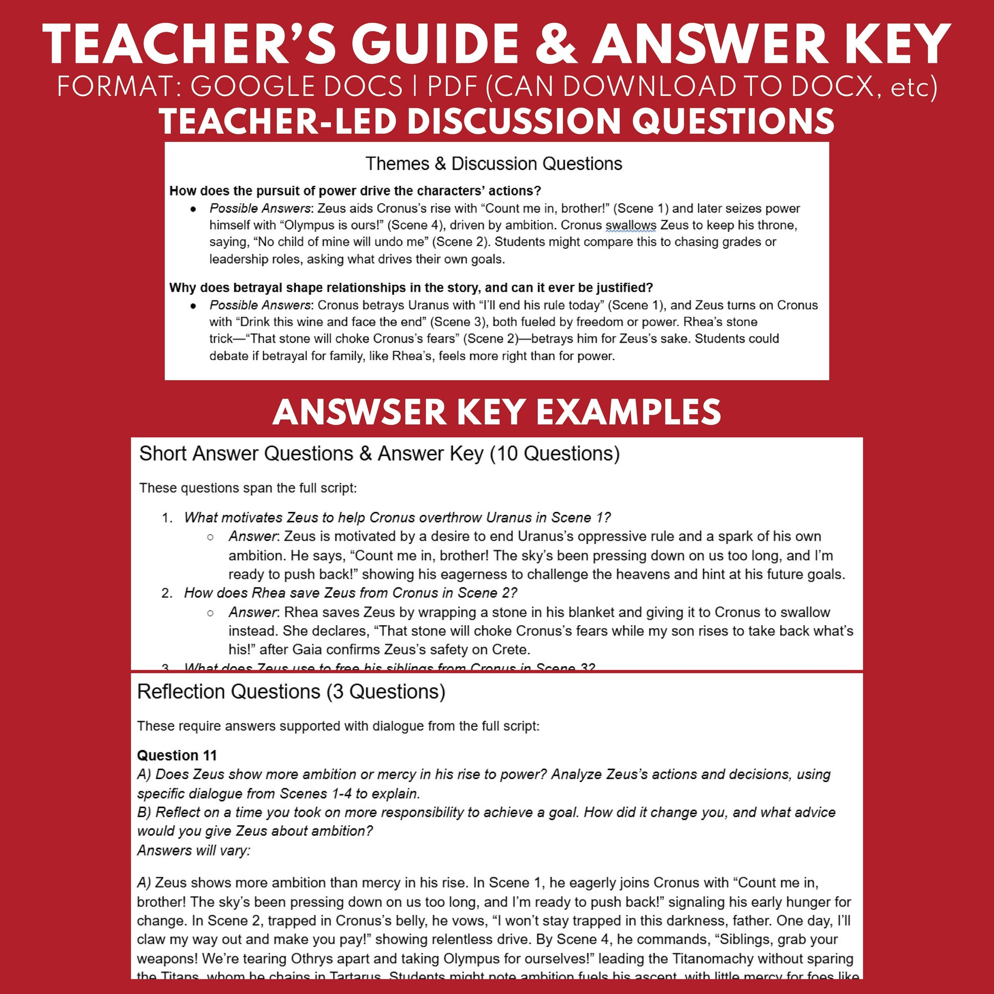 Zeus Reader's Theater Script | The Olympians - ["Grades 6-8","Grades 9-12","Greek Mythology","Greek Mythology for Google Classroom"]